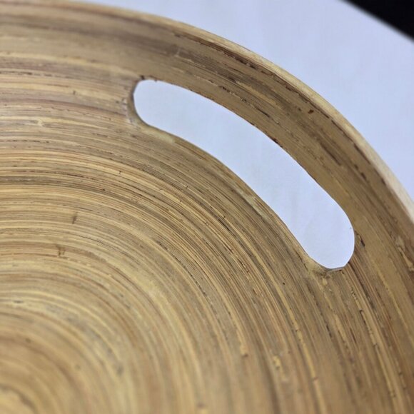ADV Accents de Ville 100% Lacquered Bamboo Oval Tray Cutout Handles Vietnam - Picture 3 of 12